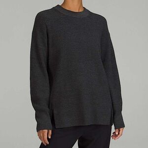 Lululemon Merino Wool-Blend Ribbed Crewneck Sweater Heathered Black 2